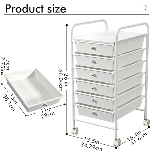 6 Drawer Plastic Rolling Storage Cart K31111