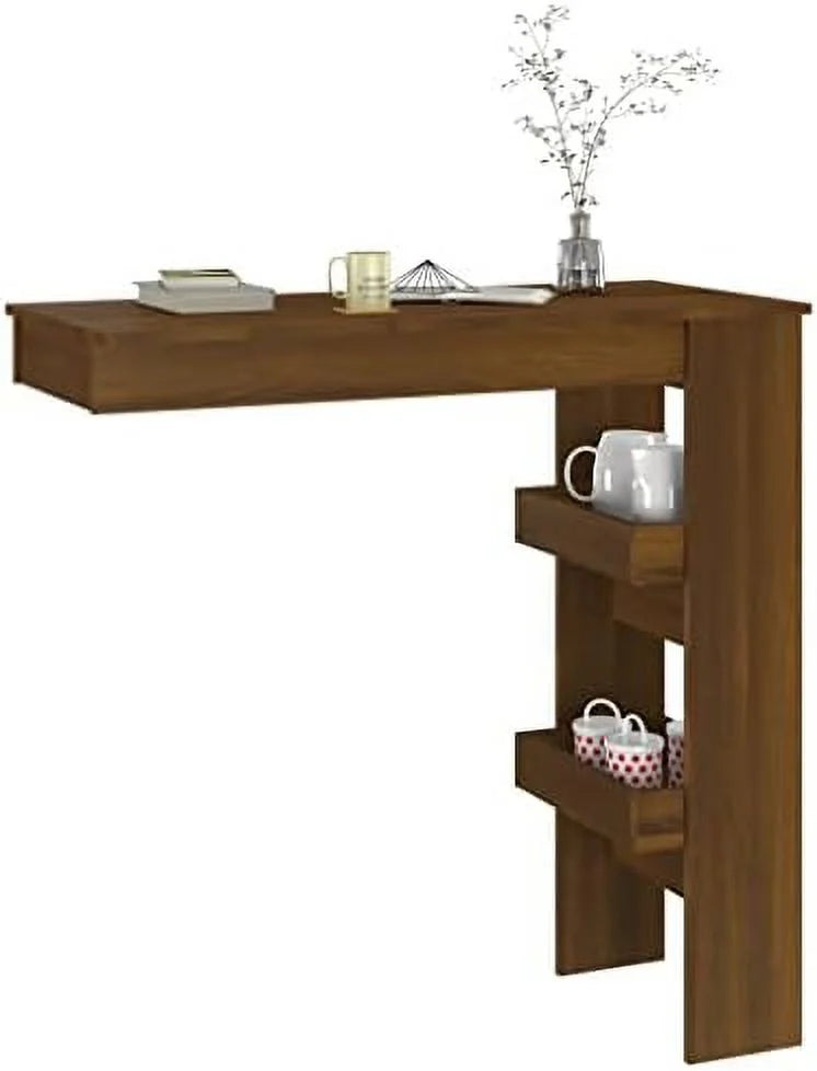 Black Engineered Wood Wall Table with Compartments G853796