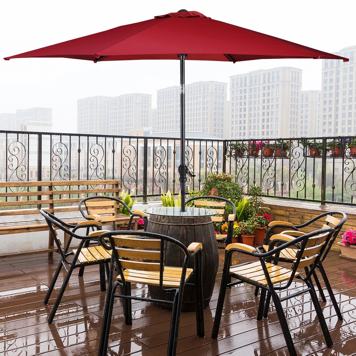 10FT Beige Patio Umbrella D6934