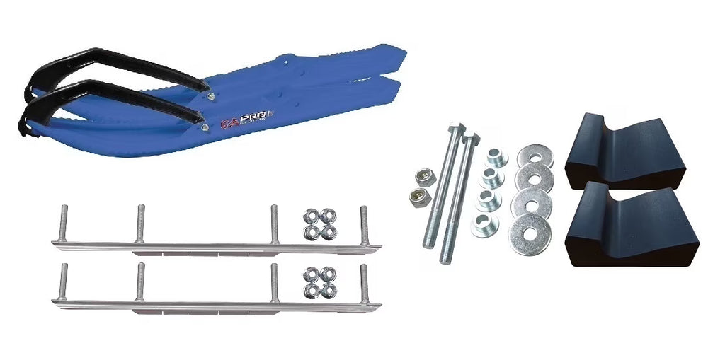 Blue Snowmobile Skis with 7.5" Shaper Bars Complete Kit T694