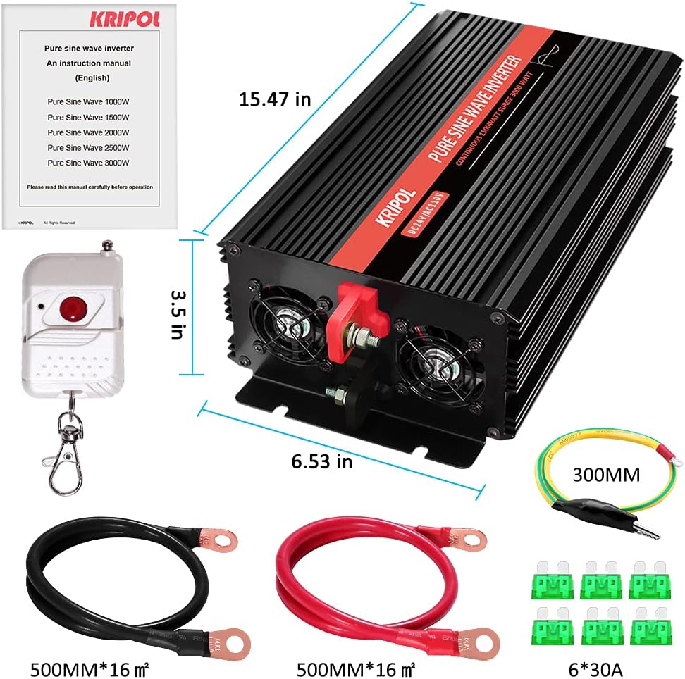 1000 Watt Pure Sine Wave Inverter 12v DC to 110/120v AC N414