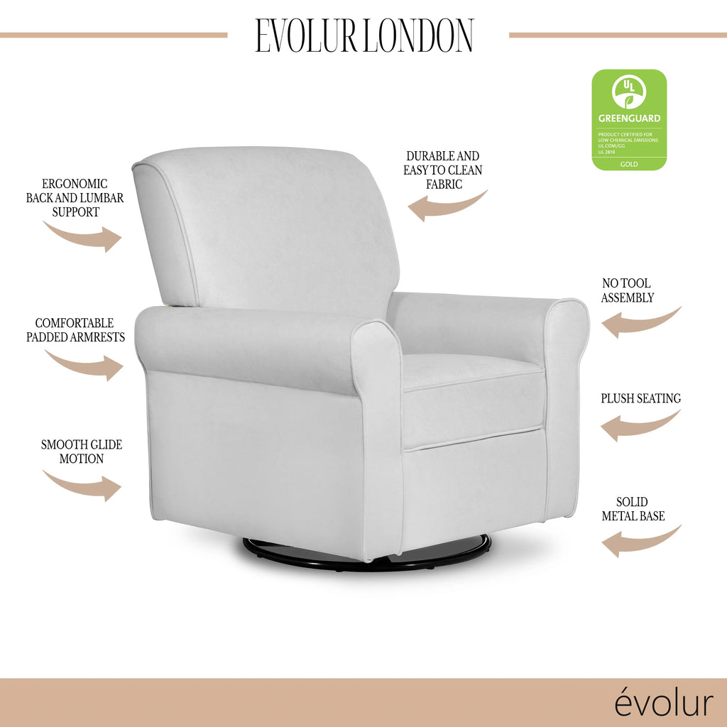 Gray Upholstered Swivel Glider Q49884