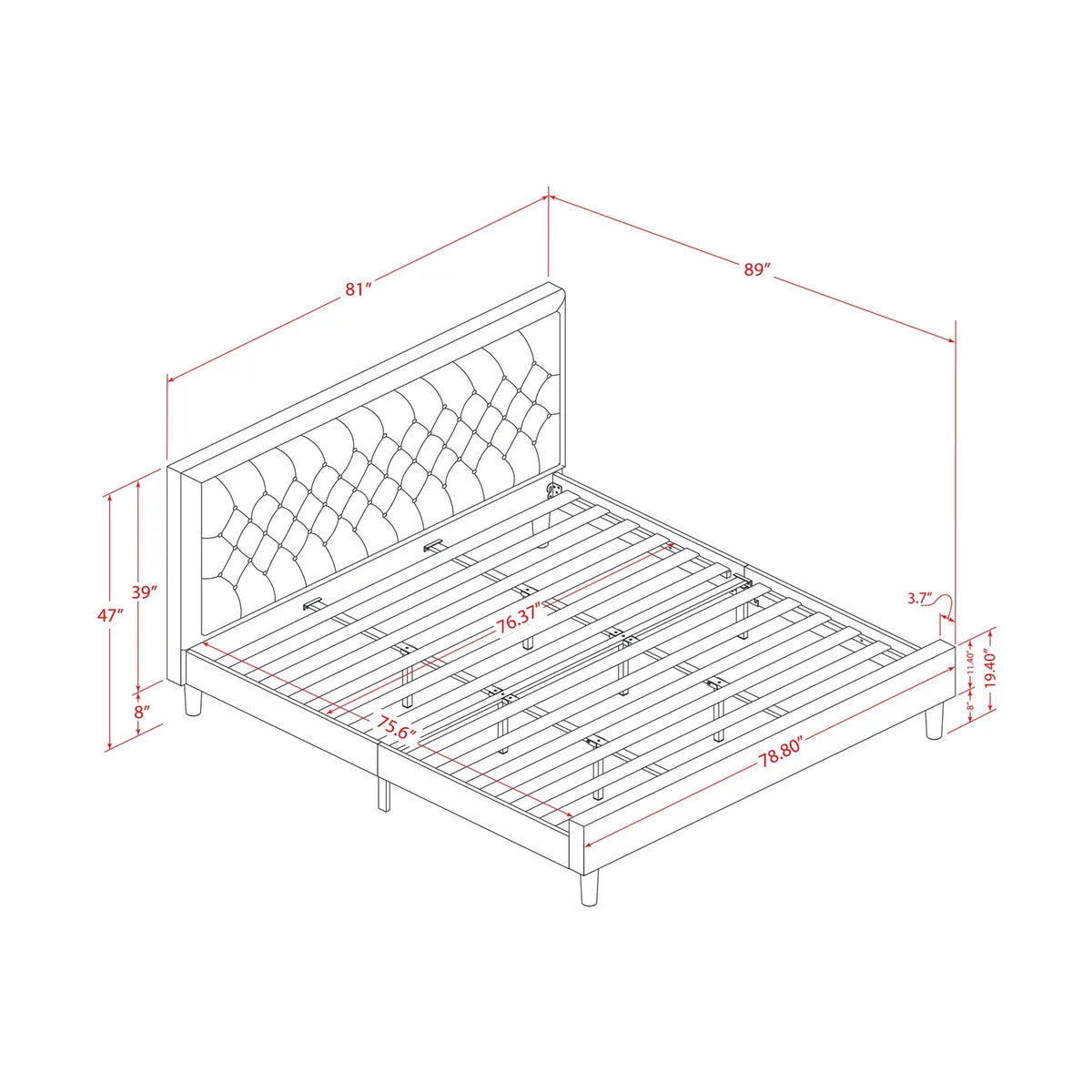 3-piece Wood Platform Bedroom Set S8734