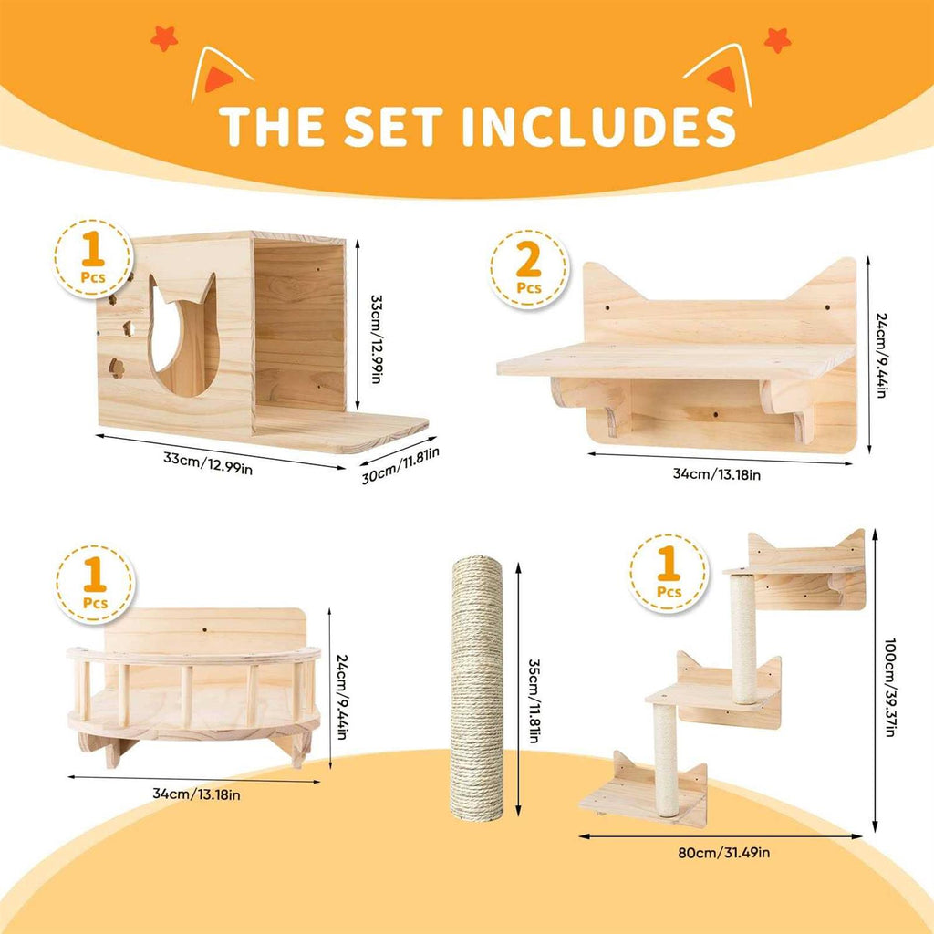 Cat Wall Shelves, Furniture Set, Shelves and Perches for Wall V6790