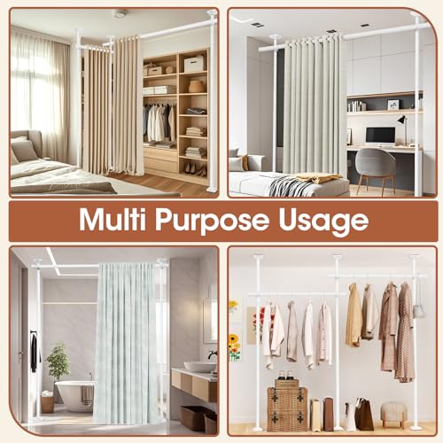 Black Heavy Duty Adjustable Freestanding Tension Curtain Room Divider C70667