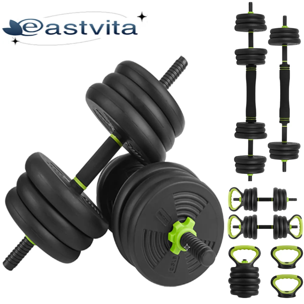 4-in-1 Dumbbells Set Barbell Kettlebells Push-Up-Stand 50 Pounds X96122