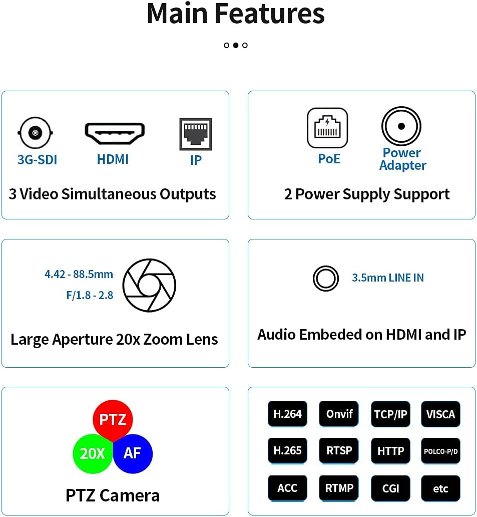 20X Optical Zoom PTZ Camera with 3G-SDI, HDMI and IP Streaming Outputs K895744