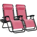 Set of 2 Black Adjustable Steel Mesh Zero Gravity Lounge Chair Recliners M4259
