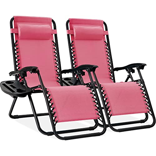 Set of 2 Black Adjustable Steel Mesh Zero Gravity Lounge Chair Recliners M4259