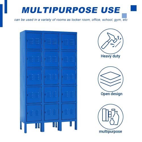 3-Tier Steel Locker 3 Doors Grey X9732