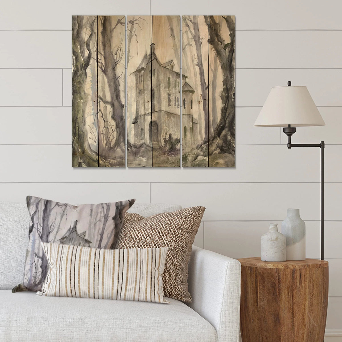 3 Panels 45 x 40 inches Print on Natural Pine Wood Z568