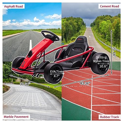 24V Go Kart for Kids with Music and Horn, Red O142961