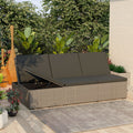 Convertible Sun Bed with Cushion Poly Rattan Gray R383649