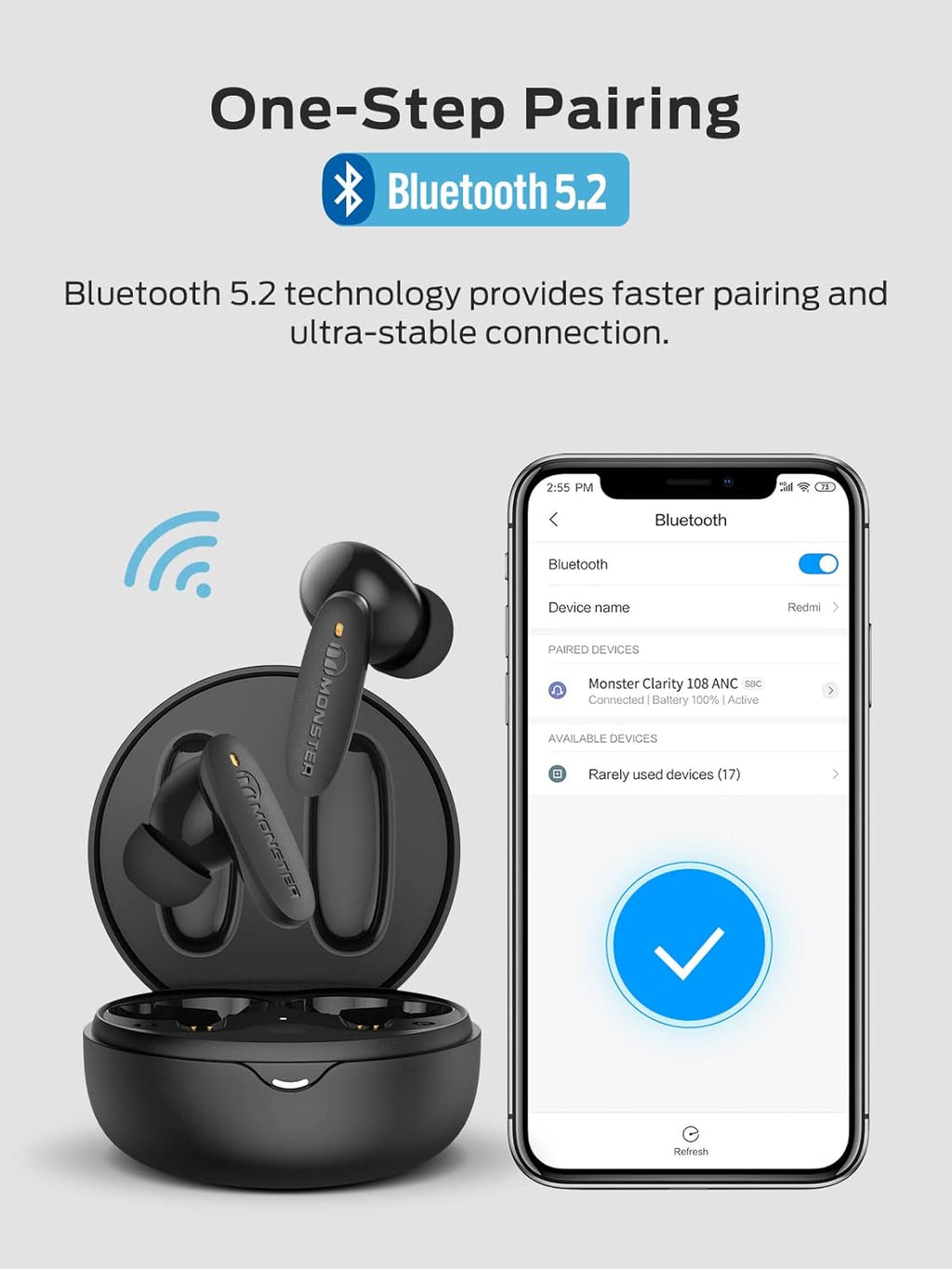 Wireless Earbuds with Bluetooth 5.2, Noise Cancelling, 30H Playtime P44798