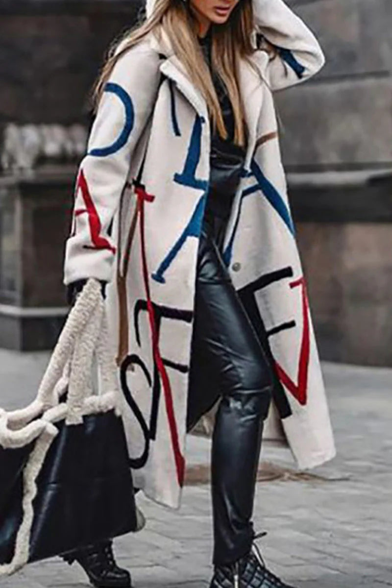 Print Patchwork Turn-back Collar Outerwear C714295