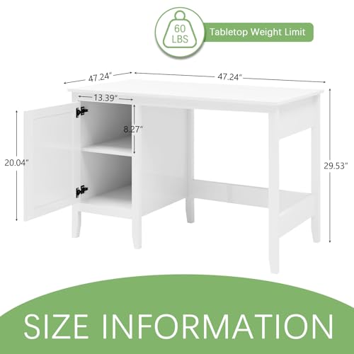 White Rattan Wood Desk with Drawers and Cabinet M894750