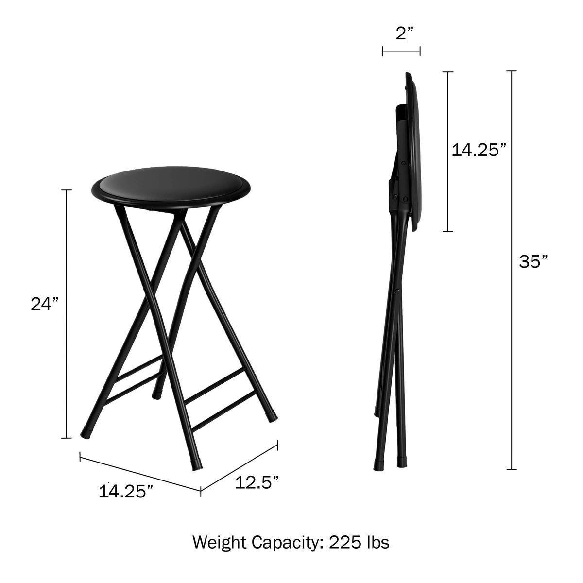 Black 24-inch Folding Stool Q442