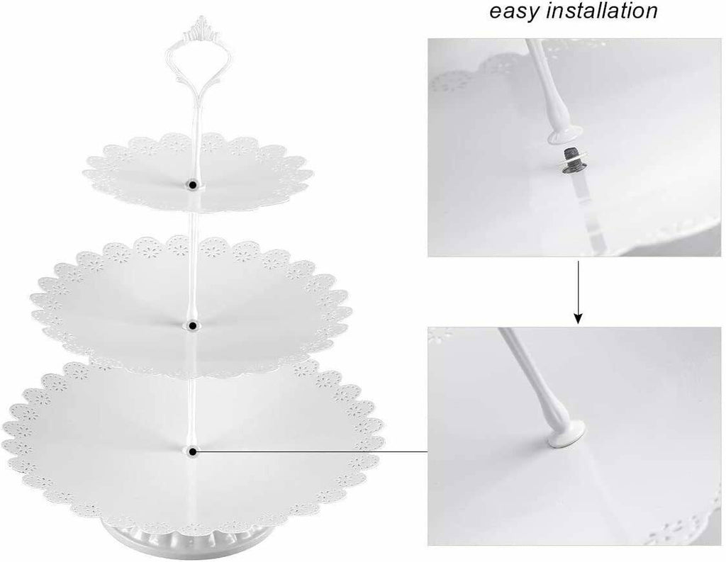 White Metal 3 Piece Cake Stand Set P50125