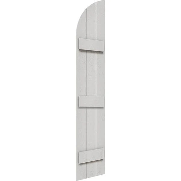 Rustic Faux Wood Shutters with Quarter Round Arch Top Z579085