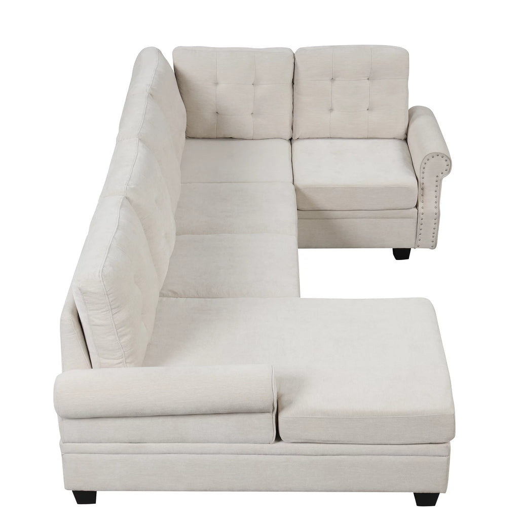 120" U-Shaped Linen Sectional Sofa W49632