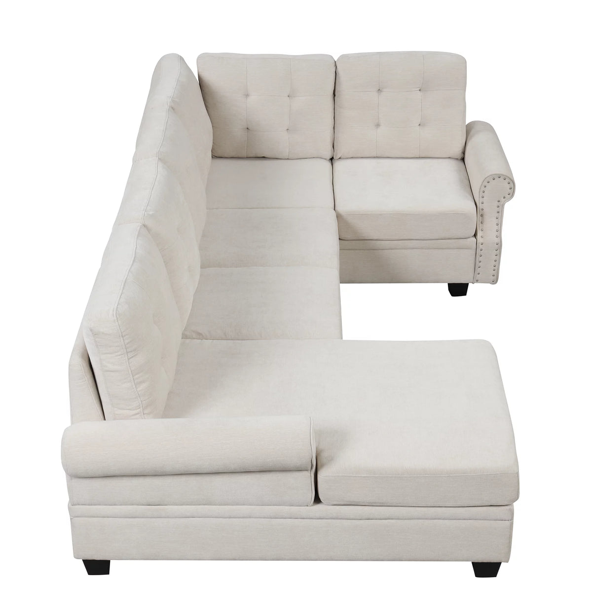 120" U-Shaped Linen Sectional Sofa W49632