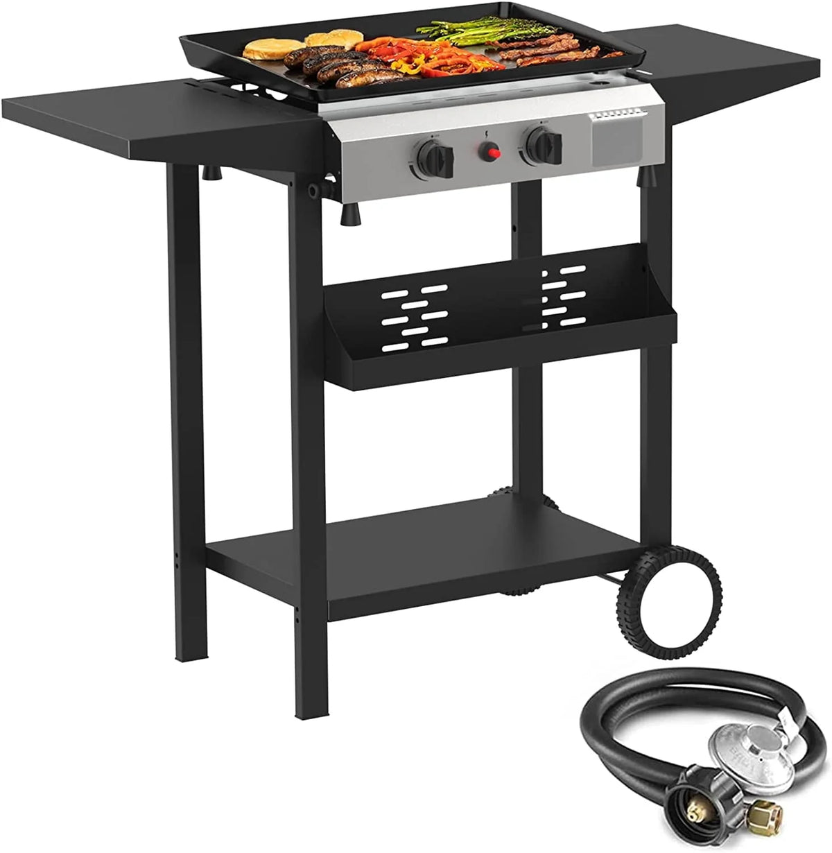 3 Burner Propane Gas Griddle with Side Shelves B990