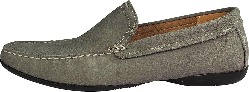 Leather Slip on Loafers Grey C2063