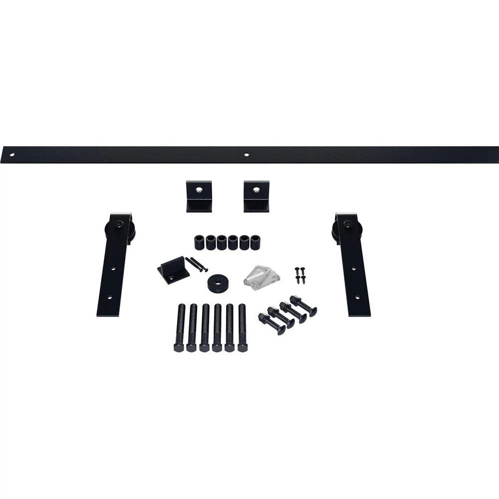 Barn Door Hardware Set with Track for Doors, Dark Gray S14460