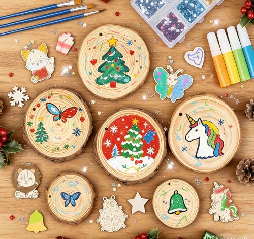 Unfinished Wooden Ornaments 30 Pcs U913