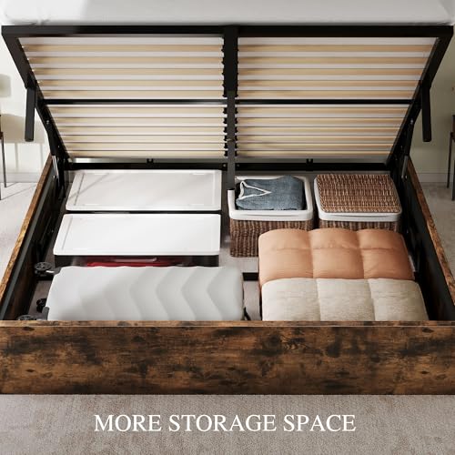 Black Queen Size PU Leather Upholstered Storage Platform Bed T73826