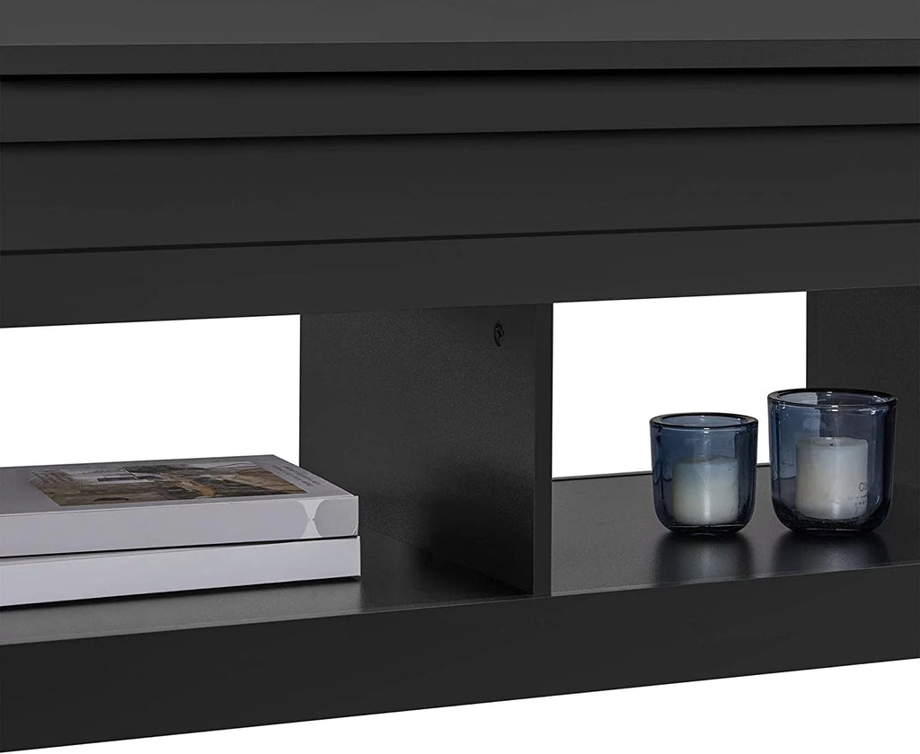 Black Lift Top Coffee Table with Hidden Storage Drawers H3669