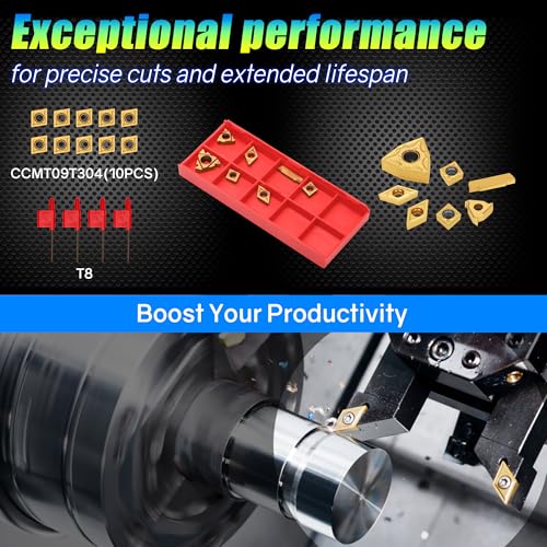 21Pcs 3/8'' 10mm Shank Carbide Turning Tool Set with 14Pcs Inserts R821285
