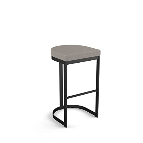 Grey and Beige Polyurethane Counter Stool with Black Metal Z446