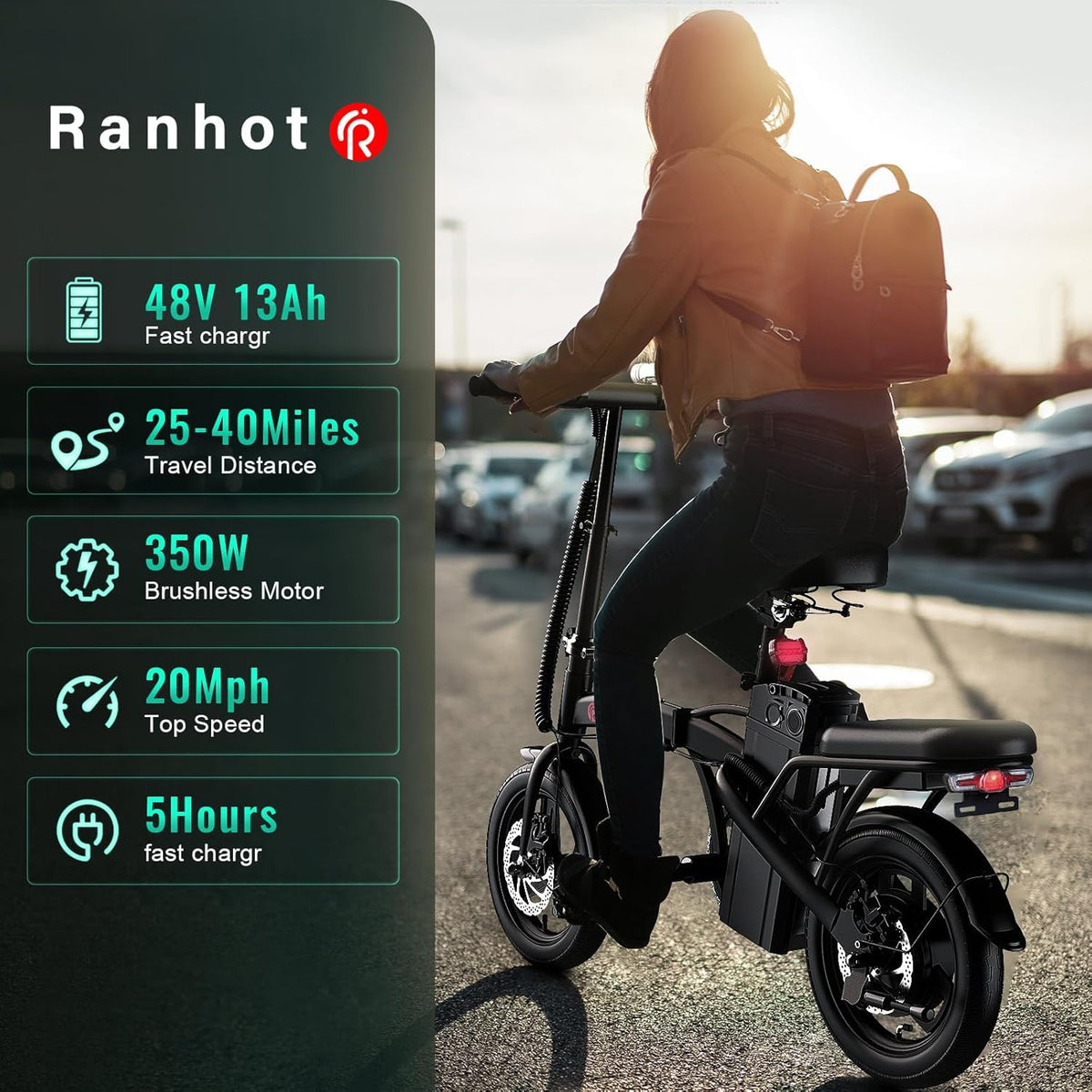 Folding Electric Bike with 750W Motor, 48V 13Ah Battery, 14” Tire J29670