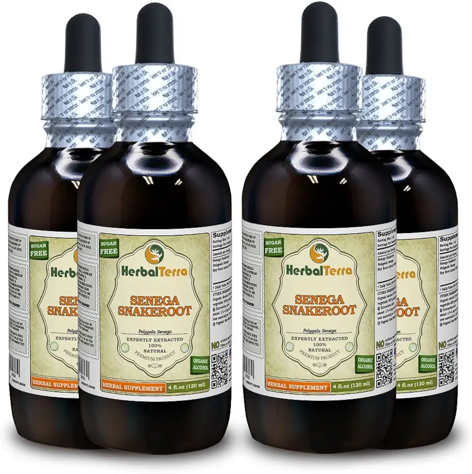 Senega Snakeroot Tincture Dried Roots Liquid Extract 4x4 fl.oz K640