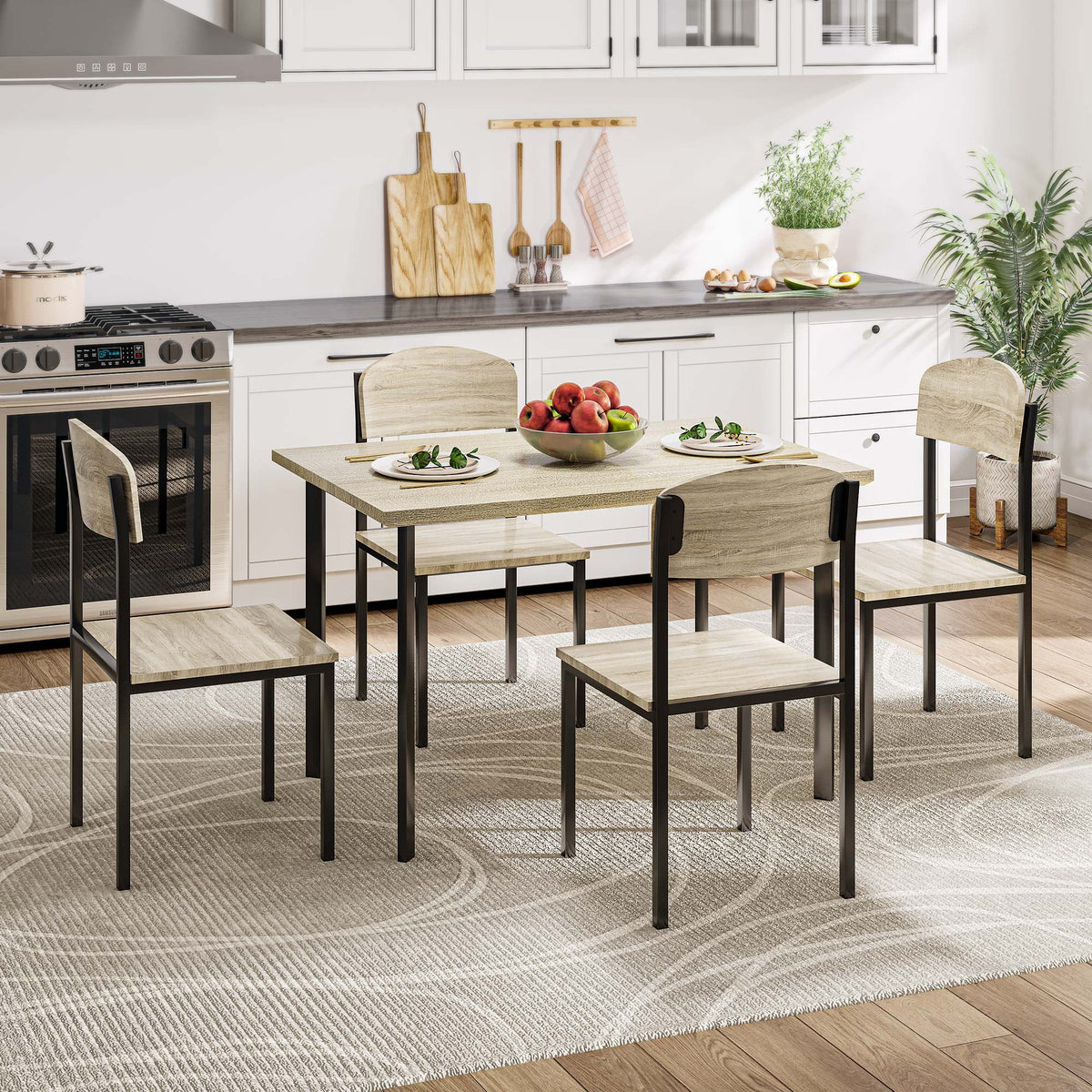 5-Piece Light Brown Dining Table Set C873