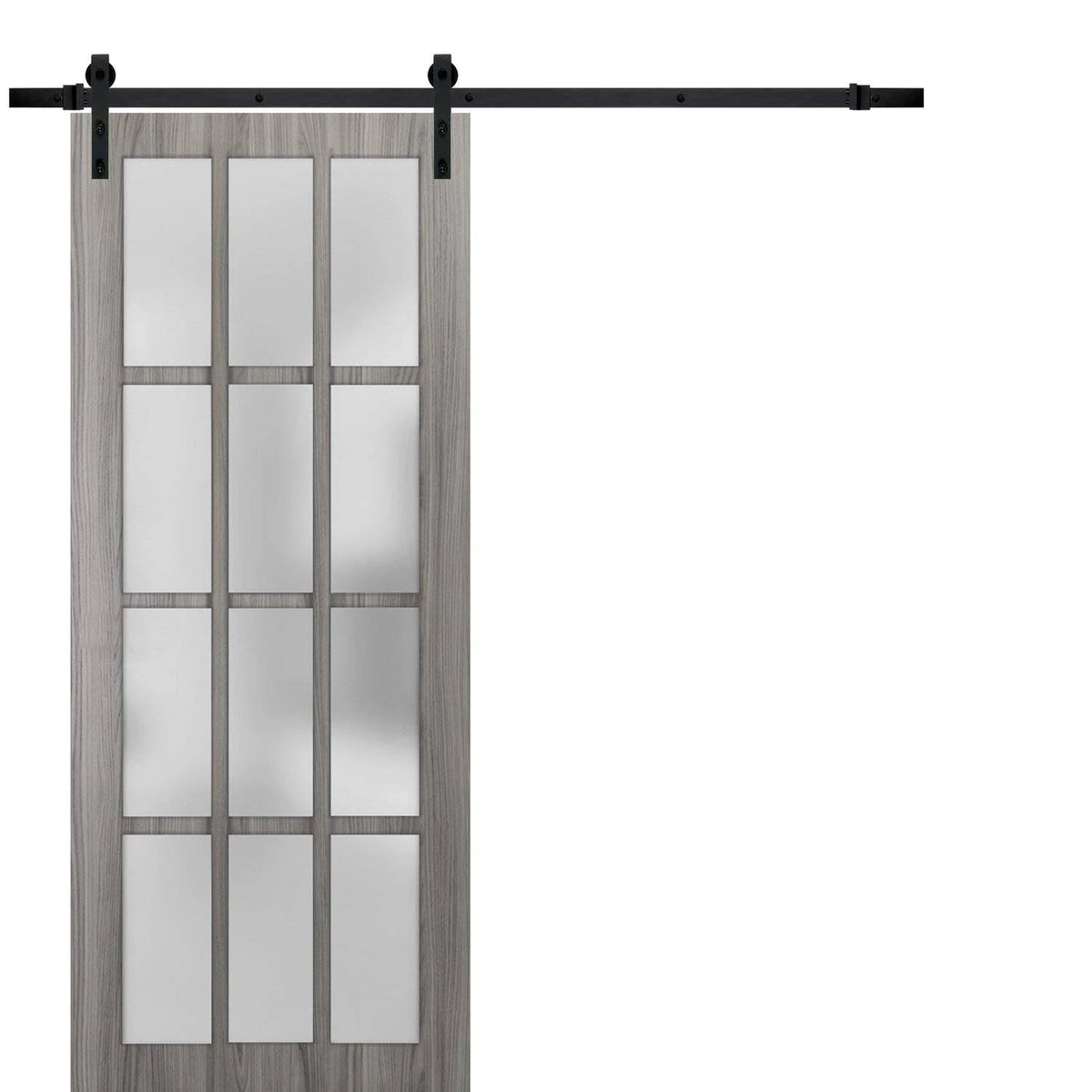 Frosted Glass Barn Door 30 x 80 Inches with Rail Hardware G29124