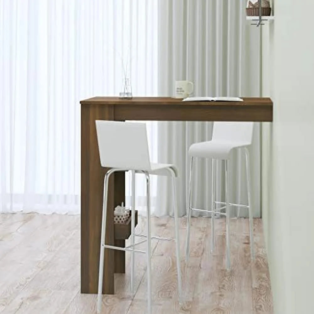 Black Engineered Wood Wall Table with Compartments G853796