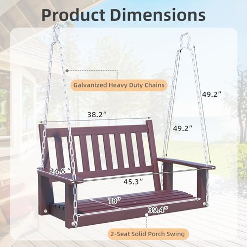 2-Person Outdoor Porch Swing with Adjustable Canopy and Cushions O1169