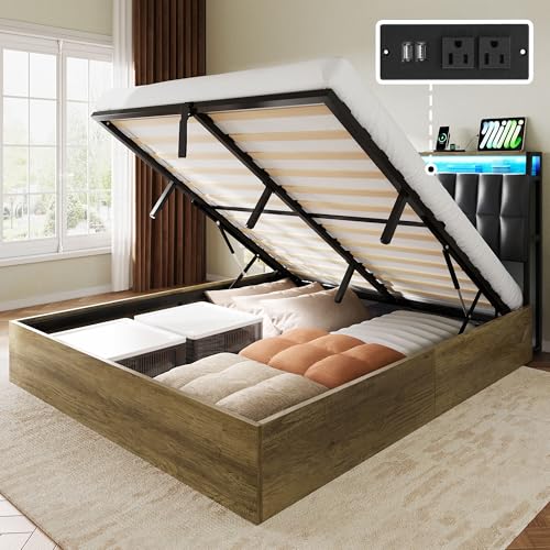 Black Queen Size PU Leather Upholstered Storage Platform Bed T73826