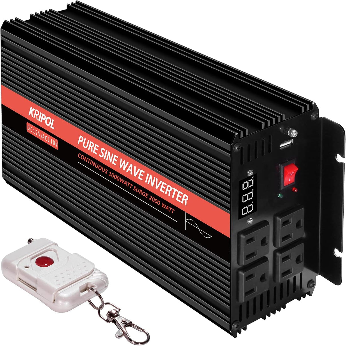 1000 Watt Pure Sine Wave Inverter 12v DC to 110/120v AC N414