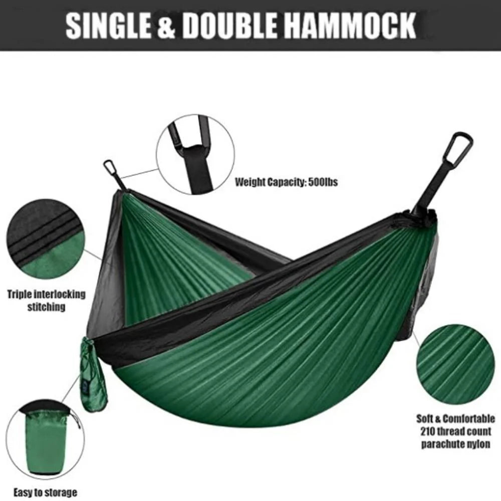 Camping Hammock Double Portable Dark Green I68062