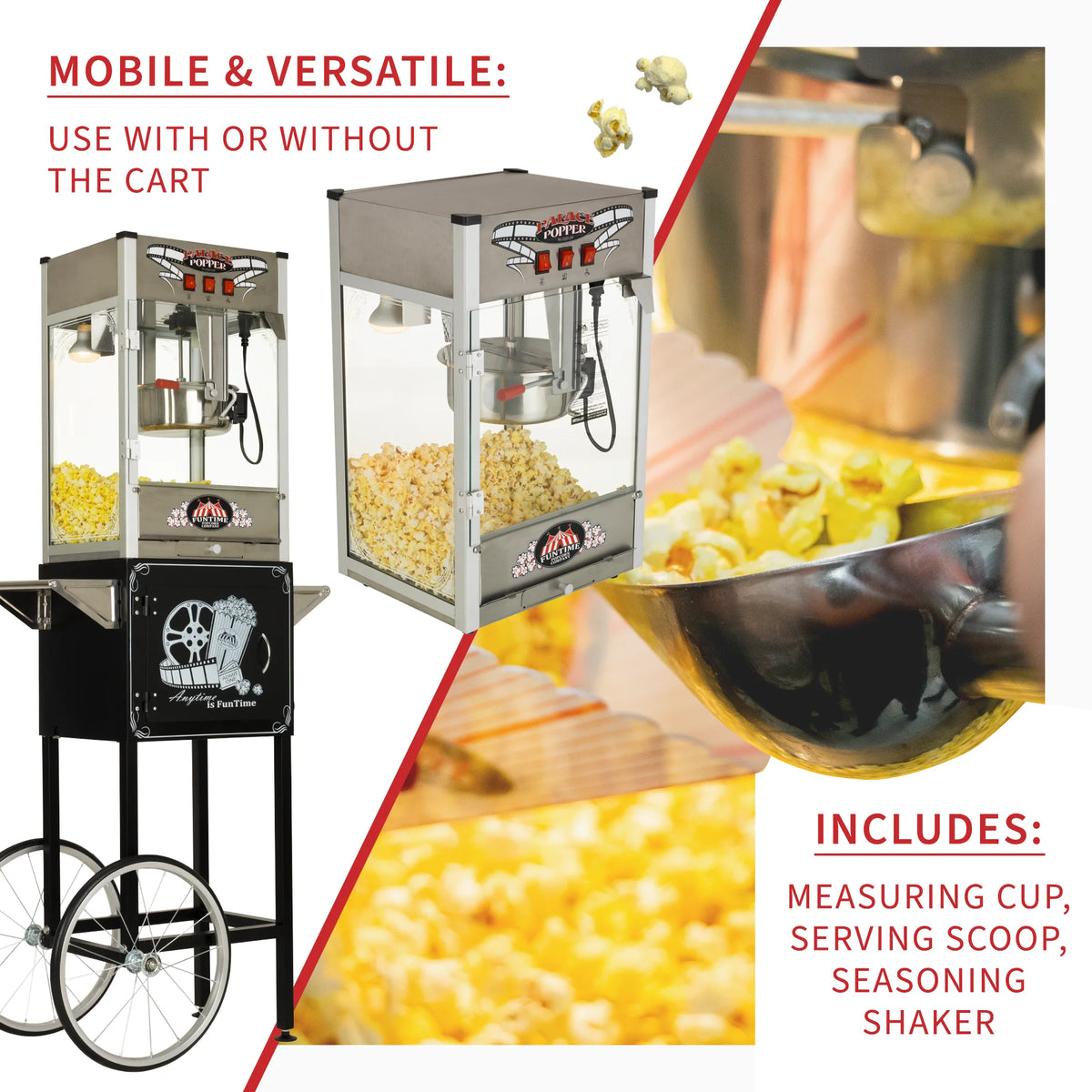 Commercial Popcorn Machine with Cart C3502