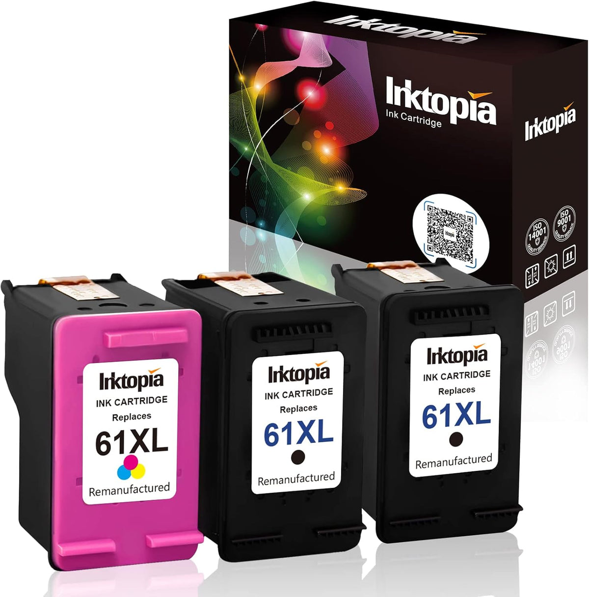 3 Pack Remanufactured Ink Cartridges 2 Black 1 Tricolor B13001