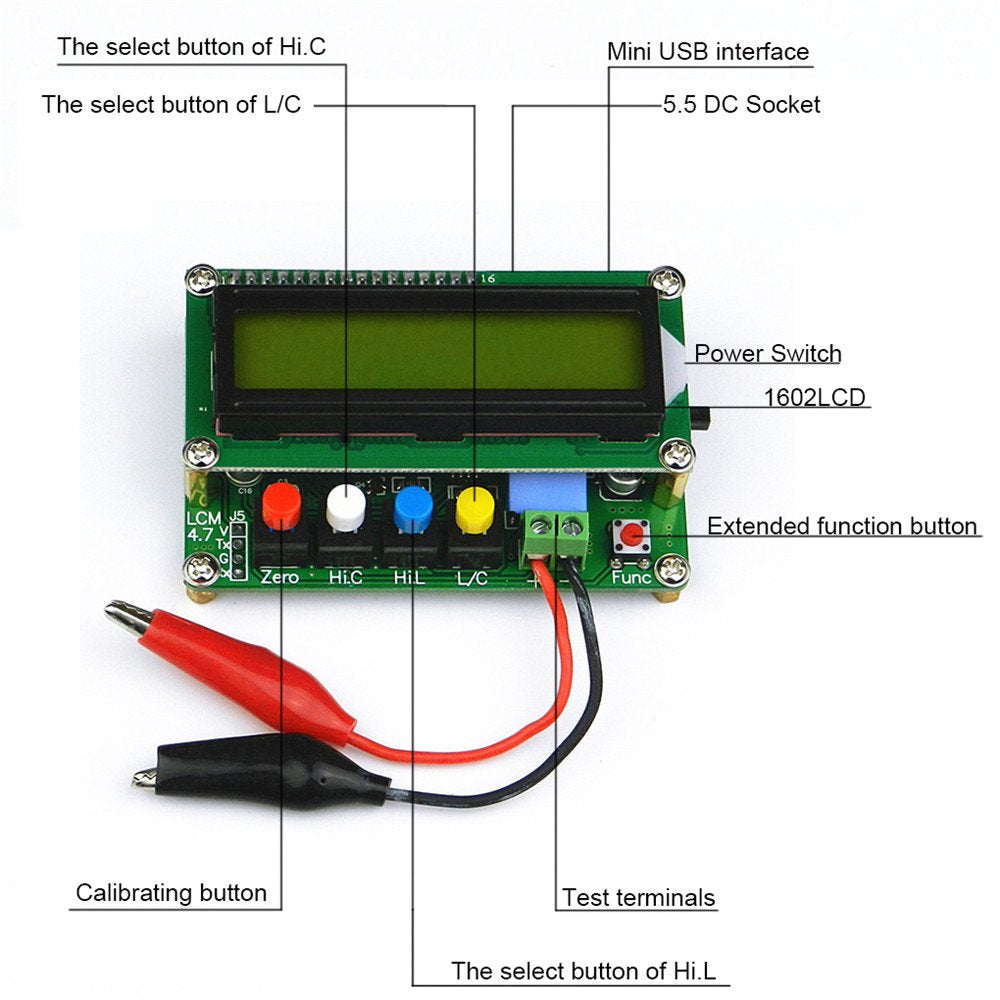High Precision L/C Meter Digital Capacitor Tester with USB Data Cable Pack of 2 P549
