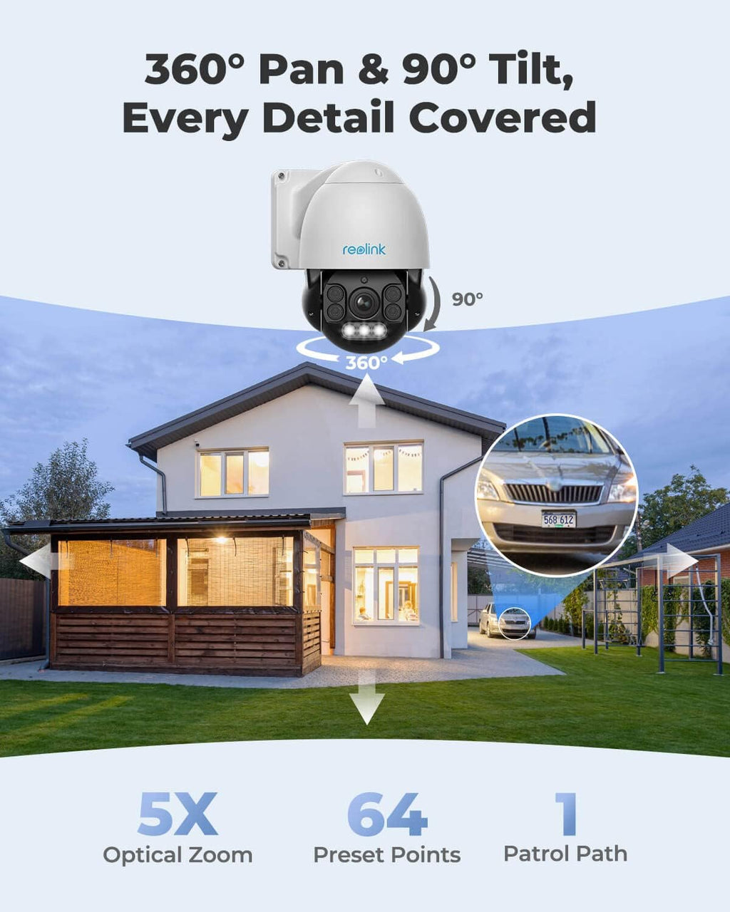 4K PTZ Outdoor Camera with 5X Optical Zoom Auto Tracking N30576