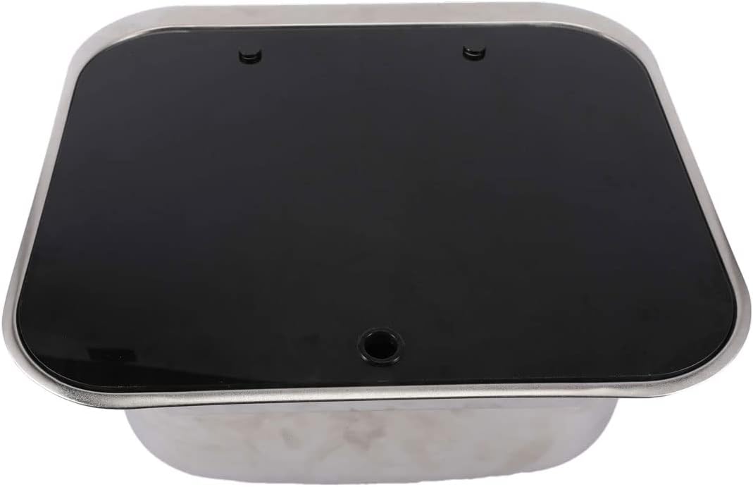RV Kitchen Sink Stainless Steel Hand Wash Basin with Tempered Glass Lid P366899