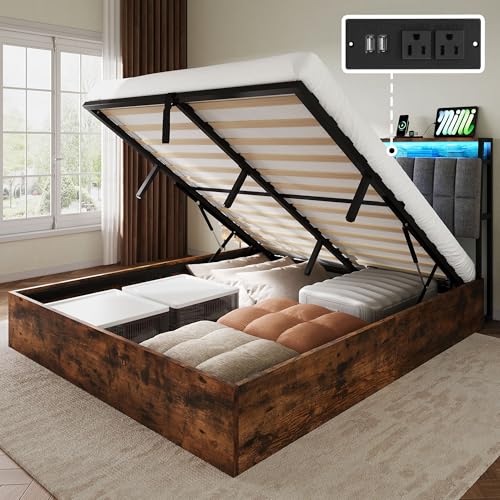 Black Queen Size PU Leather Upholstered Storage Platform Bed T73826