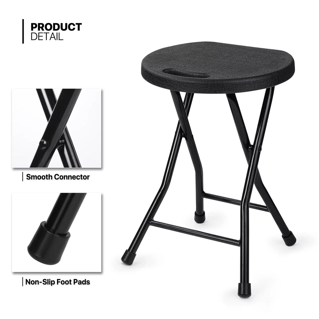 7 Pieces 2.6 FT Folding Round Black Table and Chair Set Z620543