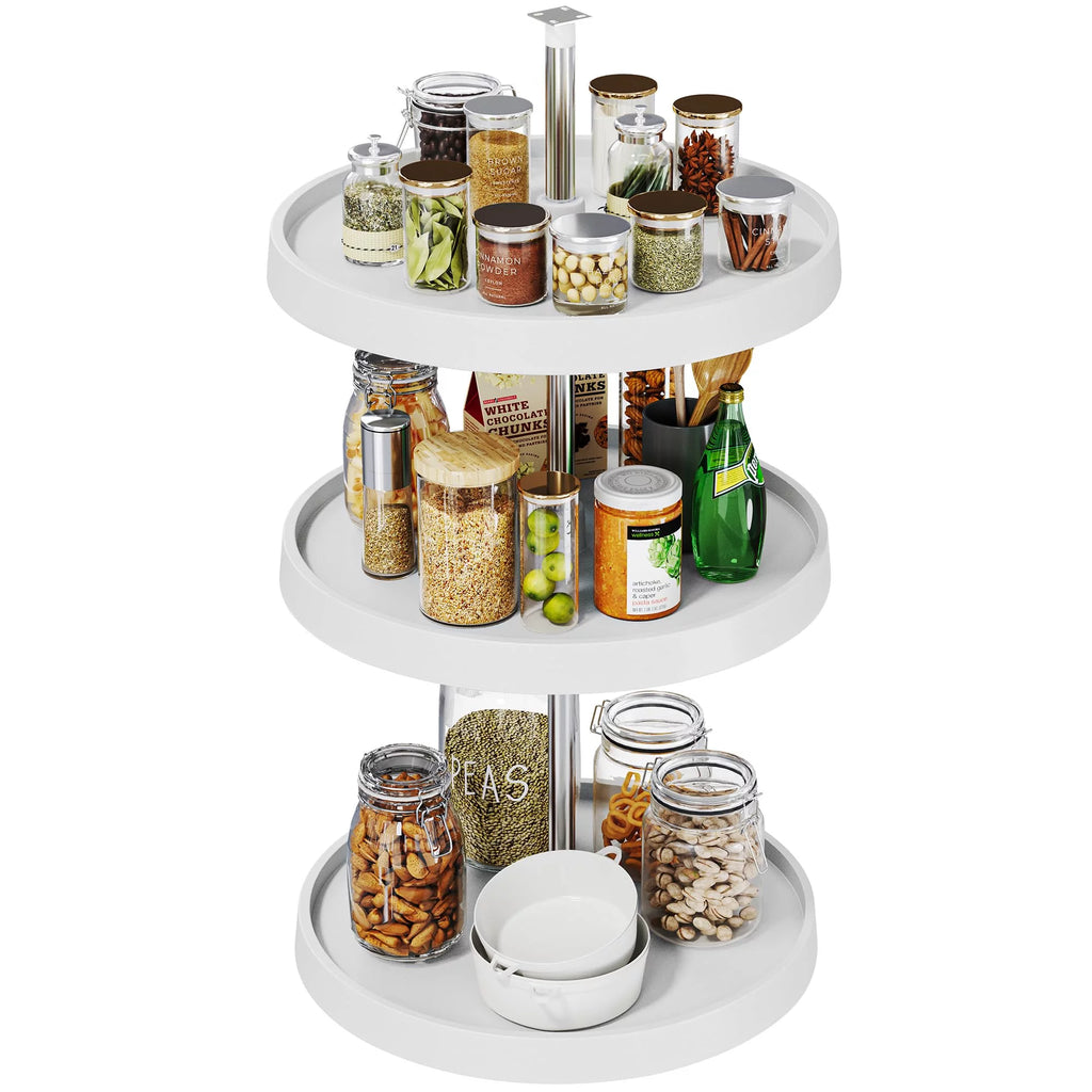 18-Inch 3-Shelf Lazy Susan Corner Kitchen Cabinet Organizer with Telescoping Mount, White V42343
